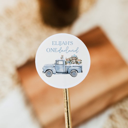 Winter Onederland Woodland Animals 1st Birthday ラウンドシール