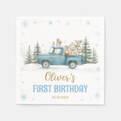 Winter Onederland Woodland Animals Birthday Napkin スタンダードカクテルナプキン (正面)