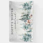 Winter ONEderland Woodland Forest 1st Birthday 横断幕 (縦)