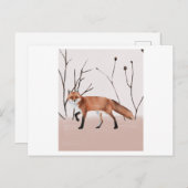 Winter orange fox walking in a portrait ポストカード (正面/裏面)