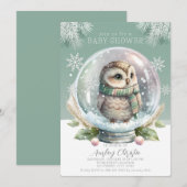 Winter Owl Baby Shower Invitation Boy or Girl Snow シーズンカード (正面/裏面)