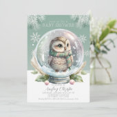 Winter Owl Baby Shower Invitation Boy or Girl Snow シーズンカード (スタンド正面)