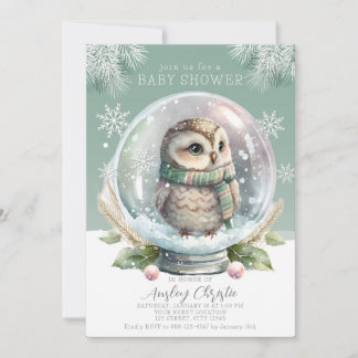 Winter Owl Baby Shower Invitation Boy or Girl Snow シーズンカード