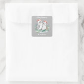 Winter Owl Christmas Sticker – Woodland Forest Owl スクエアシール (バッグ)