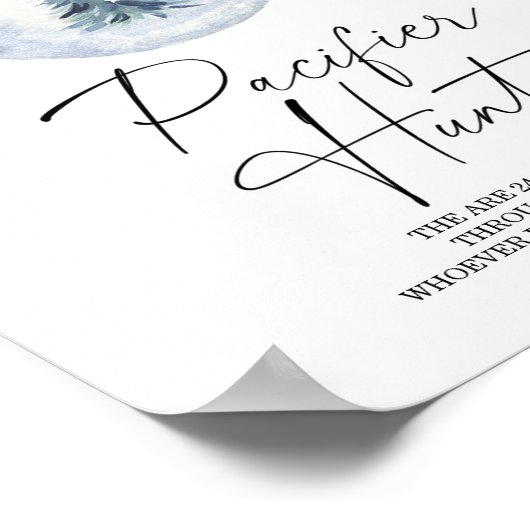 Winter pacifier hunt baby shower game poster ポスター (角)