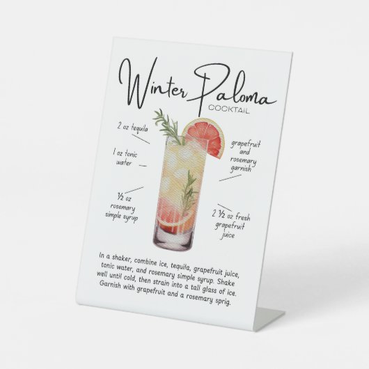 Winter Paloma Cocktail Pedestal Sign 台座サイン (正面)