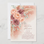 Winter Pampas Floral Bridal Shower Invitation Card 招待状 (正面)