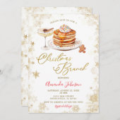 Winter Pancake Gold Snowflakes Christmas Brunch 招待状 (正面/裏面)