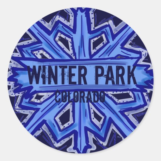 Winter Parkコロラド州スノーフレークラウンドステッカー ラウンドシール (正面)