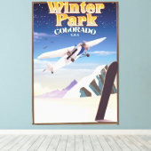 Winter Parkコロラド州ヴィンテージ旅行ポスター キャンバスプリント (インサイチュ (ウッドフロア))