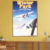 Winter Parkコロラド州ヴィンテージ旅行ポスター キャンバスプリント (インサイチュ (リビング))