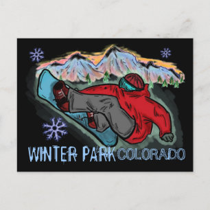 Winter Park Coloradoスノーボーダーのシェードポストカード ポストカード