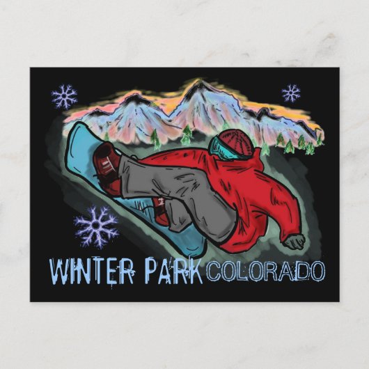 Winter Park Coloradoスノーボーダーのシェードポストカード ポストカード (正面)