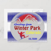 Winter Park Colorado国旗の挨拶はがきアート ポストカード (正面/裏面)