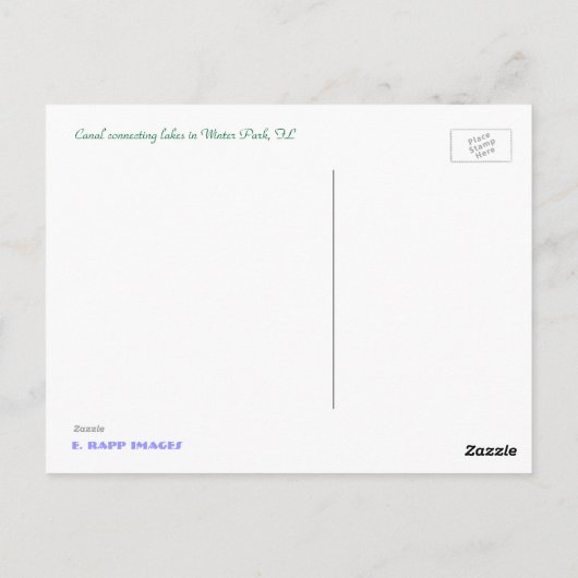 Winter Park, FL Canal ポストカード (裏面)