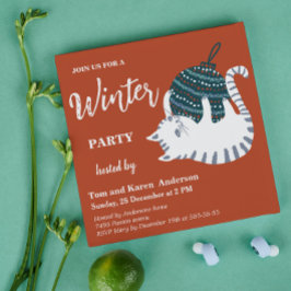 Winter Party Christmas Toy Cat 招待状