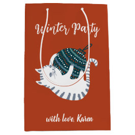 Winter Party Christmas Toy Cat Gift ミディアムペーパーバッグ