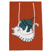 Winter Party Christmas Toy Cat Gift  ミディアムペーパーバッグ (裏面)