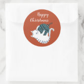 Winter Party Christmas Toy Cat Gift  ラウンドシール (バッグ)