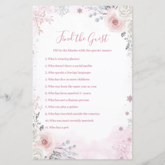 Winter Pastel Pink Snowflake Find The Guest Game