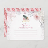 Winter Pastel Pink Snowflake Sleigh Advice For Mom エンクロージャーカード (正面/裏面)