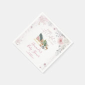 Winter Pastel Pink Snowflake Sleigh Baby Shower スタンダードカクテルナプキン (角)