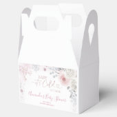 Winter Pastel Pink Snowflake Sleigh Baby Shower フェイバーボックス (オープン)