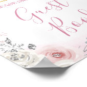 Winter Pastel Pink Snowflake Sleigh Guest Book ポスター (角)