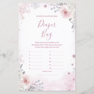 Winter Pastel Pink Snowflake What's in Diaper Bag