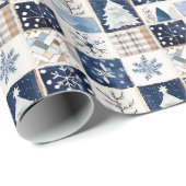 Winter Patchwork Christmas Gift Wrapping Paper ラッピングペーパー (ロールコーナー)