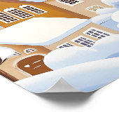 Winter Path Through Snowy Village and Trees ポスター (角)