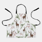 Winter Pattern Deer And Fir Needles エプロン (正面)