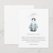 Winter Penguin Baby Shower サンキューカード (正面/裏面)