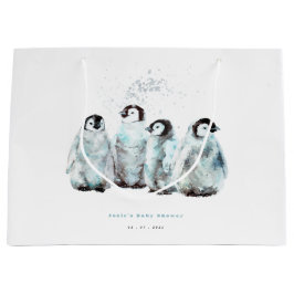 Winter Penguin Baby Shower ラージペーパーバッグ