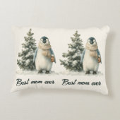 Winter Penguin “Best Mom Ever” Design アクセントクッション (裏面)