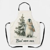 Winter Penguin “Best Mom Ever” Design エプロン (正面)