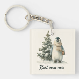 Winter Penguin “Best Mom Ever” Design キーホルダー