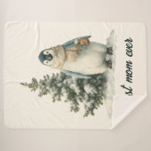 Winter Penguin “Best Mom Ever” Design シェルパブランケット (正面(横))