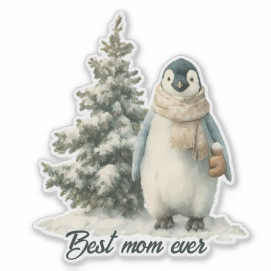 Winter Penguin “Best Mom Ever” Design シール (正面)