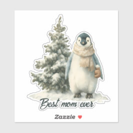 Winter Penguin “Best Mom Ever” Design シール