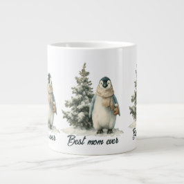 Winter Penguin “Best Mom Ever” Design ジャンボコーヒーマグカップ