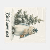 Winter Penguin “Best Mom Ever” Design フリースブランケット (正面(横))