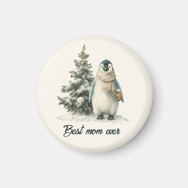 Winter Penguin “Best Mom Ever” Design マグネット