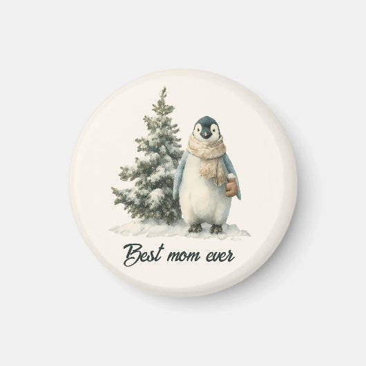 Winter Penguin “Best Mom Ever” Design マグネット (正面)