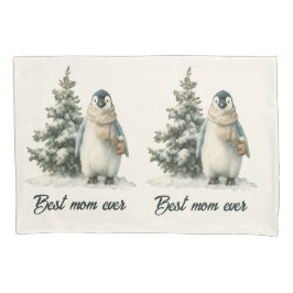 Winter Penguin “Best Mom Ever” Design 枕カバー
