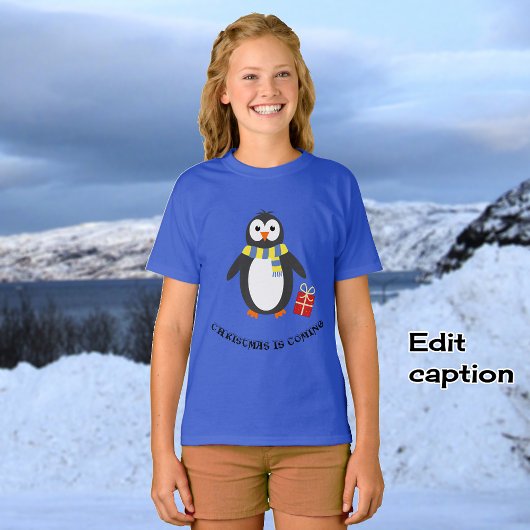 Winter penguin cute playful christmas customize tシャツ