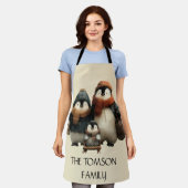 Winter Penguin Family Personalized Design エプロン (着用した状態)