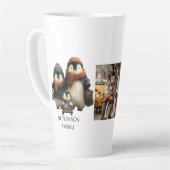 Winter Penguin Family Personalized Design カフェラテマグ (左アングル)