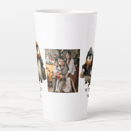Winter Penguin Family Personalized Design カフェラテマグ (正面)