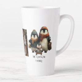 Winter Penguin Family Personalized Design カフェラテマグ